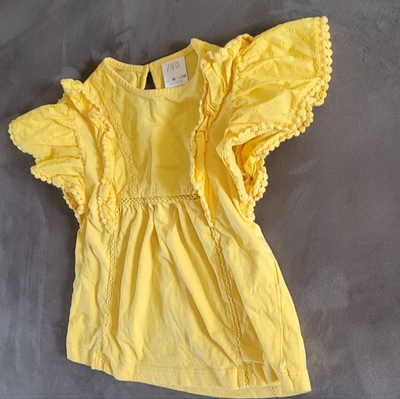 Girl's Size 6 Zara Yellow Top - Picture 2 of 6